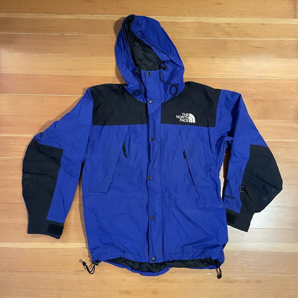 Vintage 90s The North Face Gore-Tex Ski Mountain Jacket Blue Black Summit Small